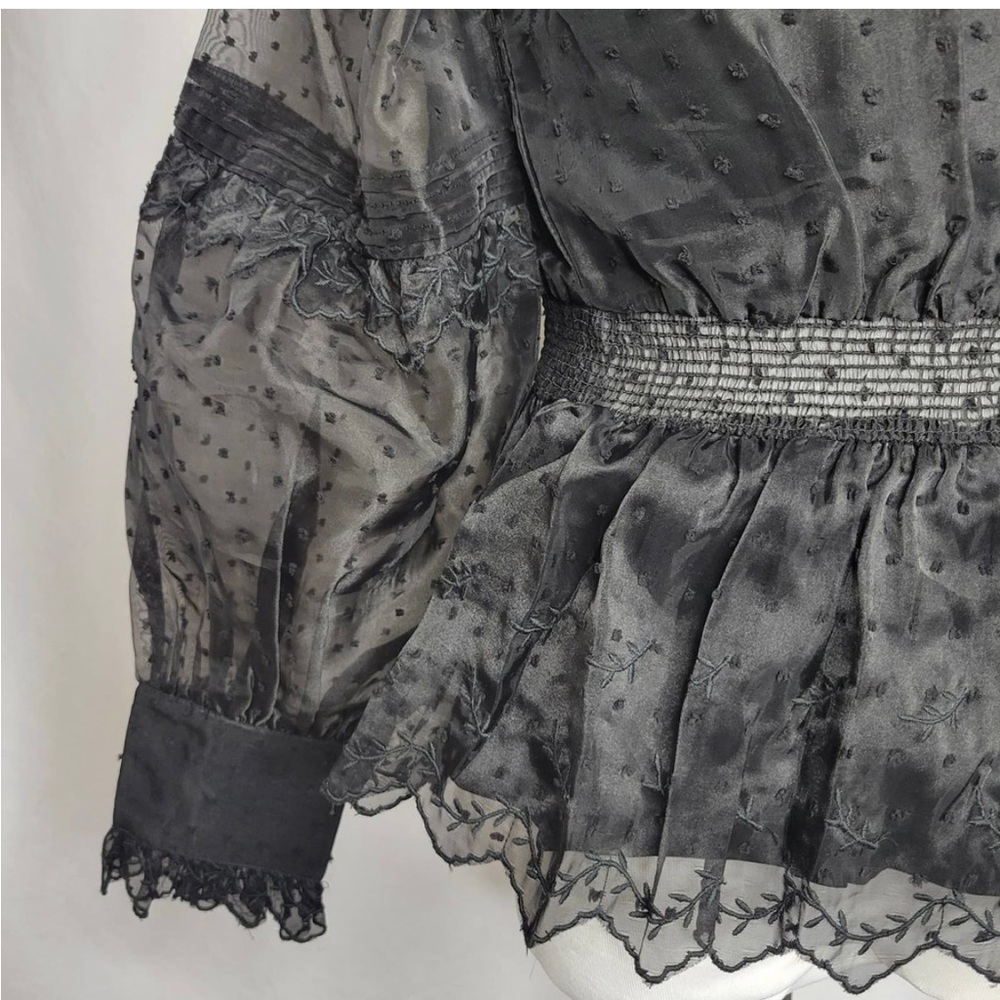 Topshop Black Dobby Shirred Waist
Blouse Top Size 6 NEW - Picture 8 of 14